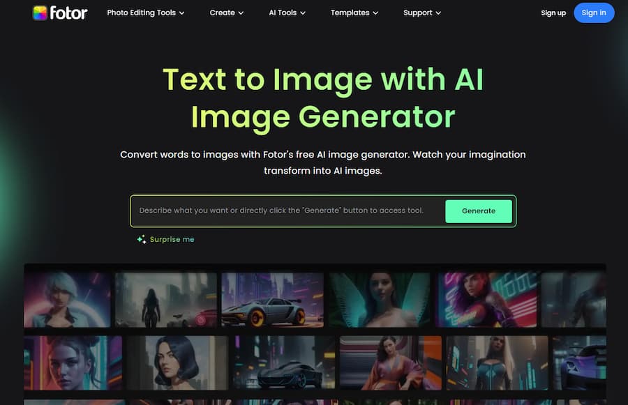 Fotor:一款在线AI照片编辑、设计软件和AI图像生成工具